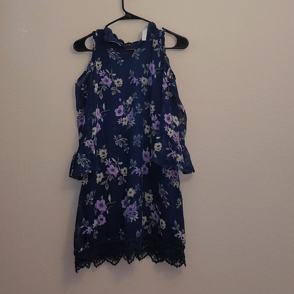 🌟 3 for $15 Deal! 🌟Beautees blue purple flower dress with lace 14 - Picture 4 of 5
